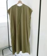 コットンリネン平織デニム　2wayワンピース